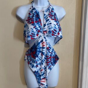 Cupshe: Tie-Dye Halter Cutout Swimsuit